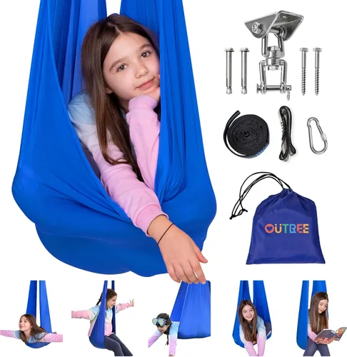OUTREE Columpio sensorial para niños con gancho giratorio de 360°, columpio de terapia interior ideal para autismo, TDAH, trastorno de procesamiento