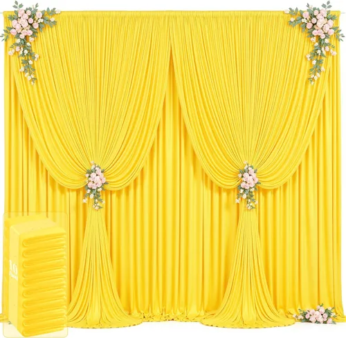 Miniatura 47 de 20 pies x 12 pies Cortinas de Telón de Fondo Azul Bebé Sin Arrugas para Bodas y Fiestas, Telón de Fondo de Tela Azul, Cortinas para Bodas