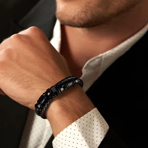 Miniatura 3 de Cierre de acero inoxidable trenzado para hombres, papá, marido, novio, hijo, hermano, hermano, grabado con Love You Forever, joyería para el día