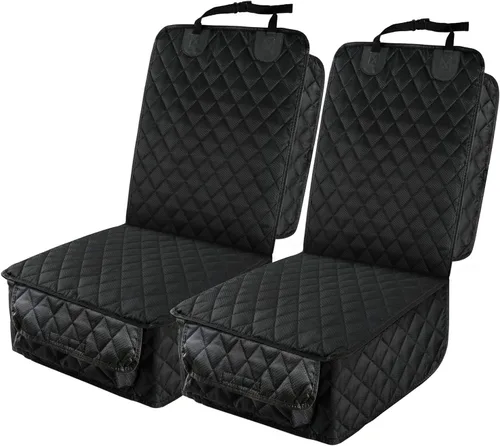 PETICON Funda impermeable para asiento delantero de automóvil, paquete de 2 unidades, funda de asiento de automóvil para perro de protección Negro
