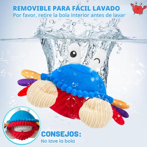 Miniatura 4 de Juguetes para bebés de 12 a 18 meses, juguete de peluche musical de cangrejo que gatea - 40 canciones y función de grabación, juguete de tiempo
