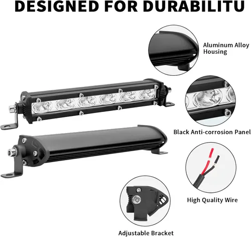Miniatura 5 de Barra de luz LED verde de una sola fila de 7 pulgadas, 18 W, luces antiniebla, luces antiniebla de conducción de trabajo, 12 V, 24 V, ultrafina