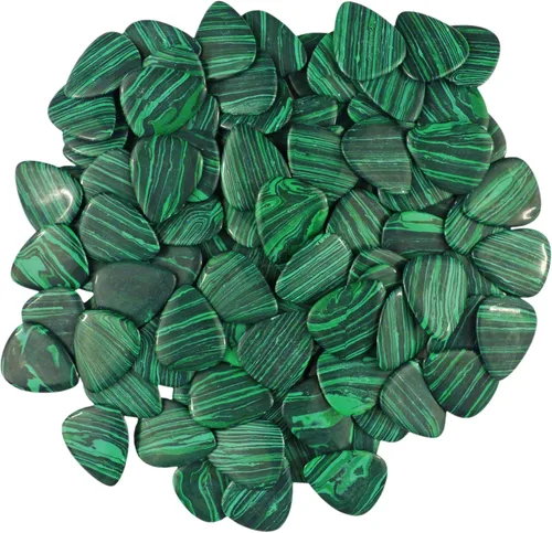 Miniatura 7 de Púa de Guitarra o Bajo de Piedra de Malaquita Verde - 3.0 mm Ultra Grueso Calibre - Forma 351 - Púa Exótica Hecha a Mano con Piedras Preciosas