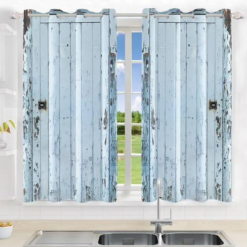 Miniatura 94 de Cortinas rústicas para ventana de puerta de granero, puerta de madera gris, puerta de garaje, tratamiento de ventana para sala de estar, dormitorio
