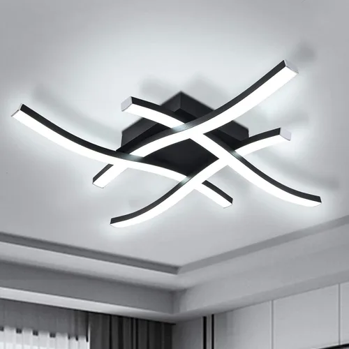 Miniatura 15 de EDISLIVE Moderna lámpara de techo LED regulable curva, 2 luces de 22.5 pulgadas, lámpara de techo minimalista LED empotrada para dormitorio