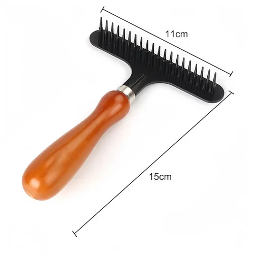Miniatura 2 de Rastrillo portátil de acero inoxidable para alfombras de mano, rastrillo de limpieza de peluquería para peluquería para salón de belleza