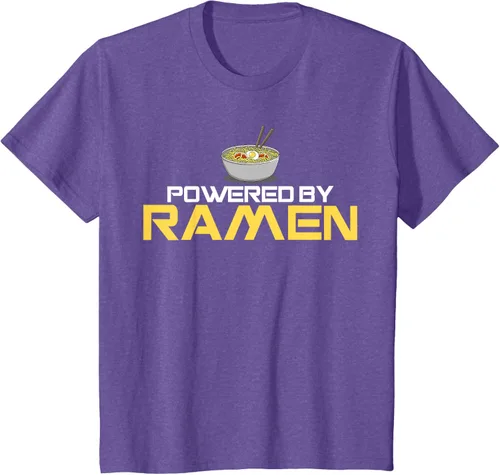 Miniatura 40 de Camiseta de fideos de anime japoneses Powered By Ramen, Negro, S