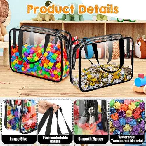 Miniatura 3 de 12 bolsas grandes de almacenamiento de juguetes con cremallera, bolsas de almacenamiento organizadoras transparentes de PVC, impermeables