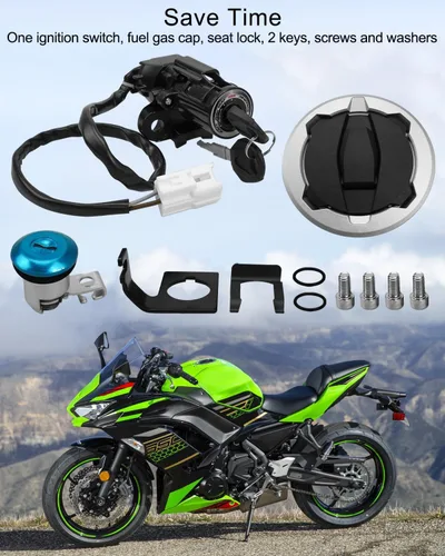 Miniatura 5 de Juego de cerraduras de tapa de tanque de combustible para interruptor de encendido para Kawasaki EX400 Ninja 400 2018-2023, para EX400 Ninja 400 ABS