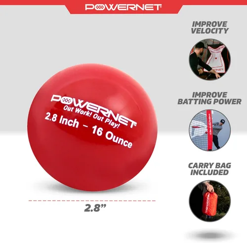 Miniatura 3 de PowerNet Pelotas de béisbol con peso para entrenamiento de bateo, equipo de entrenamiento de béisbol para lanzar y batear, desarrollar músculo y 16