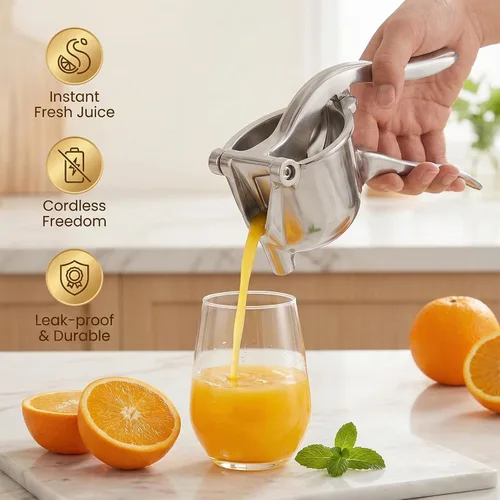 Miniatura 2 de Exprimidor manual de hierro fundido resistente, exprimidor de jugo de frutas de acero inoxidable para limón y naranja, exprimidor de prensa