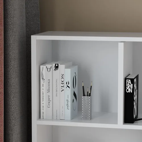 Miniatura 7 de ECACAD Estantería de madera con estantes abiertos de 3 niveles, organizador de almacenamiento de 8 cubos para sala de estar, oficina en casa, blanco