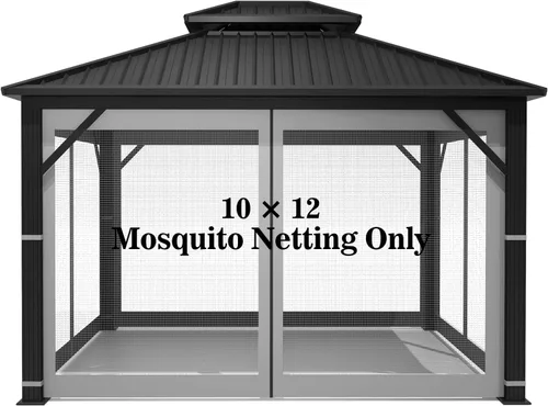 Miniatura 12 de Mosquitera Universal de Repuesto para Gazebo – Hugline 10' x 12' Pantalla de Malla para Exteriores, Cortinas Laterales de 4 Paneles con Cremallera