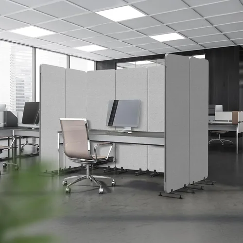 Miniatura 7 de VINGLI Divisor de habitación con pantalla, partición de privacidad independiente, paneles conectados con cremallera con ruedas, separador de espacio