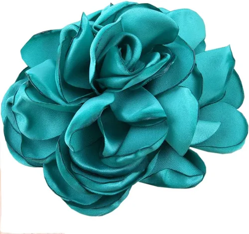 Miniatura 15 de Huralona 10 flores de cinta de satén para manualidades, lazo, boda, diciembre, vintage, flores de tela, rosas artificiales para tocado, apliques