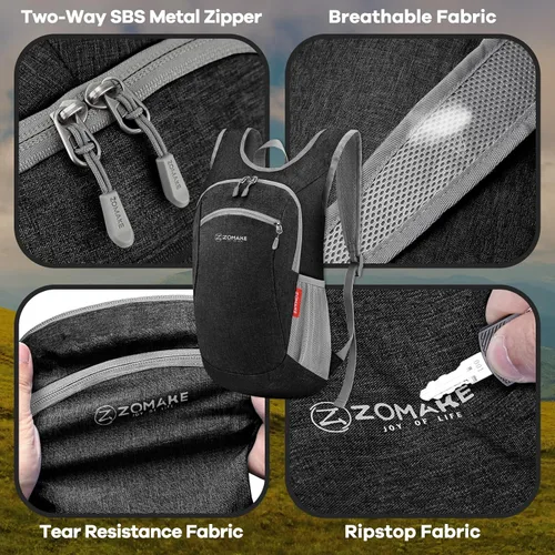 Miniatura 4 de ZOMAKE Mochila plegable ultraligera de 10 litros, pequeñas mochilas plegables para senderismo, resistente al agua, mochila plegable para mujeres