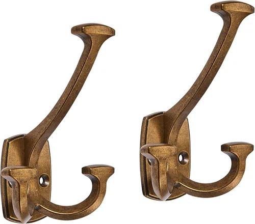 Miniatura 19 de Ganchos de latón antiguos grandes montados en la pared decorativos de doble cara resistentes para colgar abrigos, toallas, batas, bolsos, ganchos
