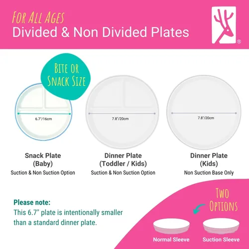 Miniatura 5 de Elk and Friends platos para niños de porcelana divididos de 6.7" con fundas de silicona Adecuados para bebés/niños/niños pequeños Apto