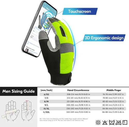 Miniatura 6 de Vgo... 1Pair 5℃/41°F Winter Work Gloves Men, Cold Weather Waterproof Safety Work Gloves,Cold Storage or Freezer Glove