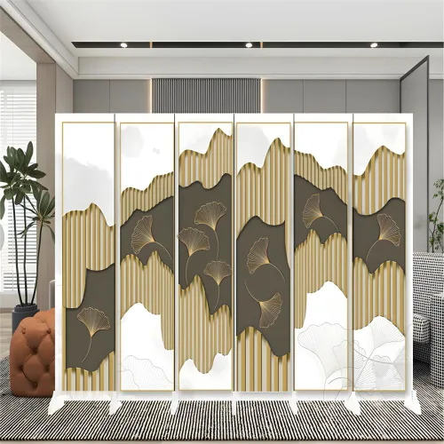 Miniatura 6 de Divisor de habitación, 6 paneles de madera plegables de privacidad con base de pies más anchos, separador de habitación portátil independiente
