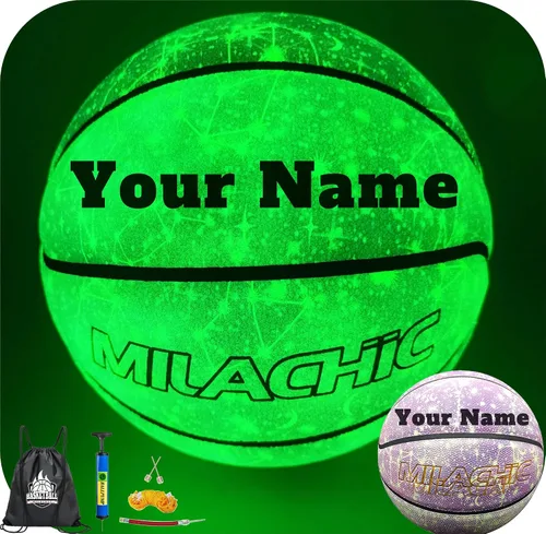 Miniatura 8 de Balón de baloncesto personalizado, que brilla en la oscuridad, regalo de baloncesto personalizado tamaño 7 (29.5"), tamaño 6 (28.5"), tamaño 5 Azul