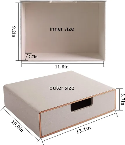Miniatura 3 de Cajón organizador apilable de piel sintética, suministros de oficina ejecutiva, archivador A4, soporte para joyas, facturas, papel, documentos, Beige