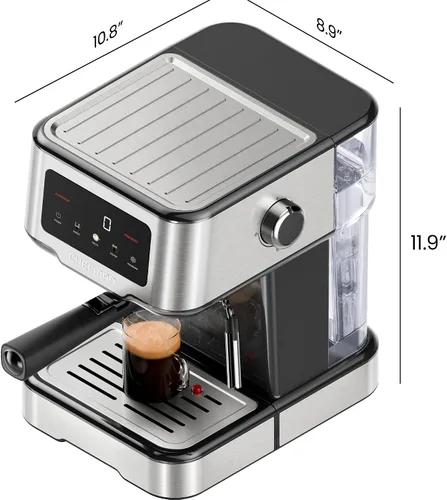 Miniatura 7 de Chefman CraftBrew - Máquina de café expreso digital con bomba de 15 bares con varita de vapor para café con leche y capuchino, máquina de café