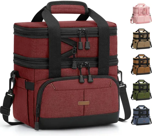 Miniatura 24 de Caja de almuerzo Pritent para hombres y mujeres, bolsa de almuerzo aislada de doble cubierta para hombres y mujeres, bolsa de almuerzo expandible a