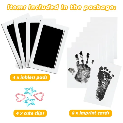 Miniatura 2 de Kit de 4 huellas y manos sin tinta para bebés, kit de huellas y huellas para perros, gatos, mascotas, almohadilla de tinta de tacto limpio
