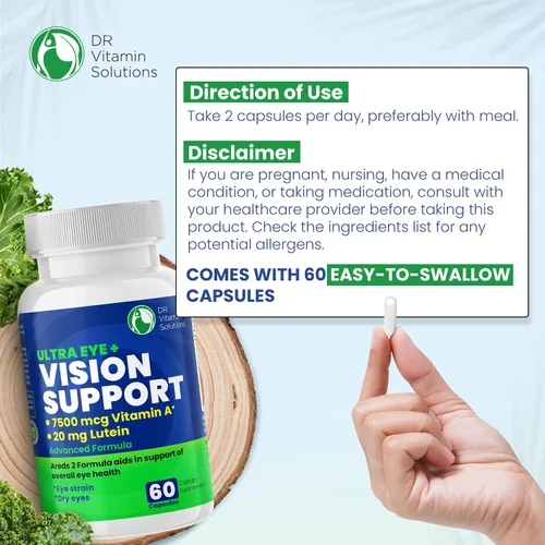 Miniatura 9 de AREDS 2 Vitaminas oculares con luteína y zeaxantina para la salud macular, suplemento de salud de visión de arándano, 20 mg de luteína, zinc