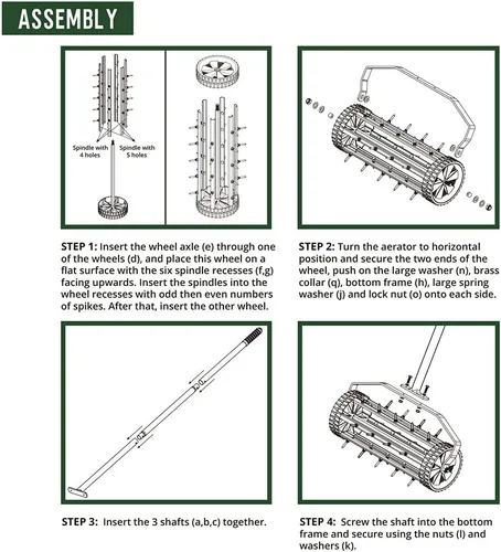 Miniatura 7 de Colwelt Aireador de césped Spike, aireador de césped rodante resistente, aireación giratoria de césped de jardín con mango de acero de 49 pulgadas