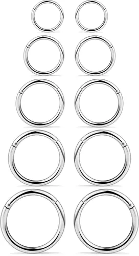 Miniatura 3 de Anillo de acero inoxidable 16G con bisagras de 3 a 10 unidades de 056oz para septum nariz labio cartílago tragus durmiente piercing para el cuerpo