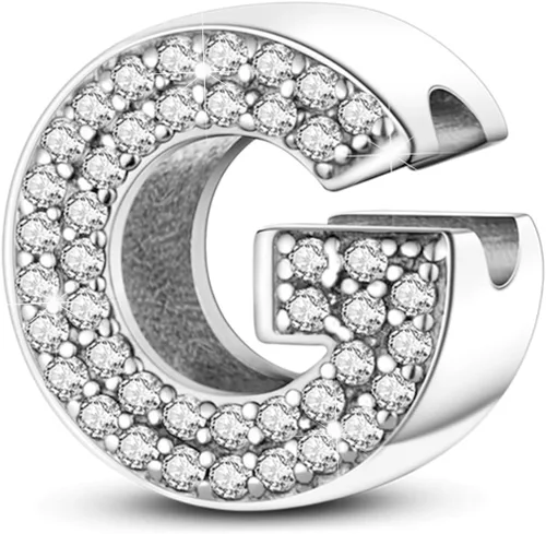 Miniatura 20 de PARCOM Dijes de letras compatibles con pulseras Pandora de plata esterlina S925 con iniciales para pulseras del alfabeto A-Z, cuentas de letras