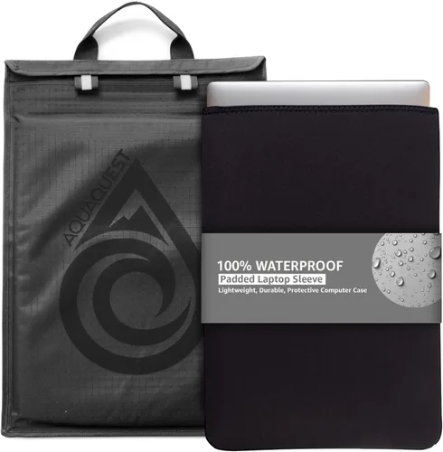 AquaQuest Storm Funda para portátil 100% impermeable, funda ligera de nailon Ripstop, costuras soldadas y forro de neopreno extraíble de 0.197 in,