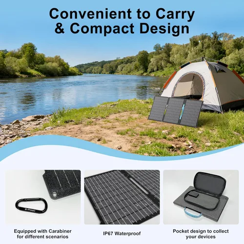 Miniatura 4 de Cargadores de paneles solares portátiles de 45 W con salidas USB-C, USB-A y CC, panel solar impermeable IP67 plegable para camping, emergencia