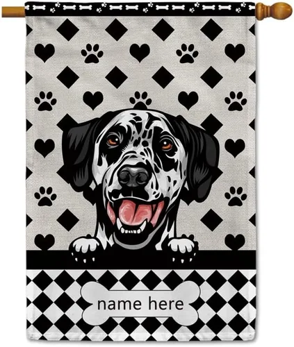 Miniatura 24 de Bandera personalizada de jardín para perro, lindo perro salchicha salchicha, lunares, búfalo, bandera a cuadros para decoración del hogar al aire