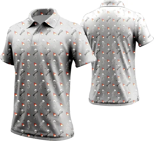 Miniatura 120 de Camisa de golf de los años 80 para hombre, ajuste seco, manga corta, estampada, divertidas, camisas de golf de los años 90 para hombre