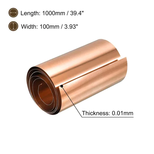 Miniatura 2 de Uxcell Hoja de rollo de hoja de cobre, 3 piezas 0.000x3.937x39.370 in rollo de hoja de cobre puro para manualidades, reparaciones eléctricas, puesta