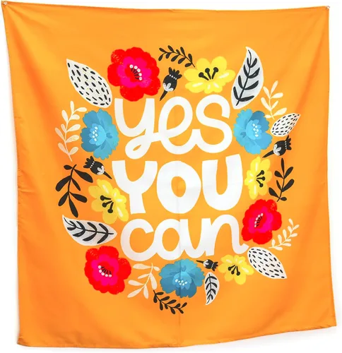 Birdy Boutique - Tapiz motivacional "Yes You Can", 36 x 36 pulgadas, cita inspiradora para colgar en la pared para aula, dormitorio, habitación de