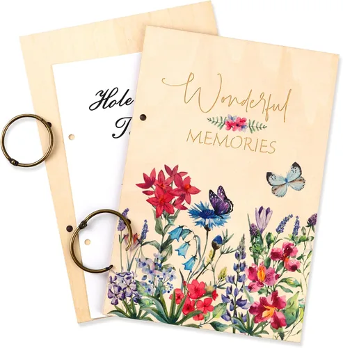 Miniatura 8 de Giiffu - Libro organizador de tarjetas de felicitación, carpeta de madera para tarjetas de felicitación Álbum de recuerdo de tarjeta de cumpleaños