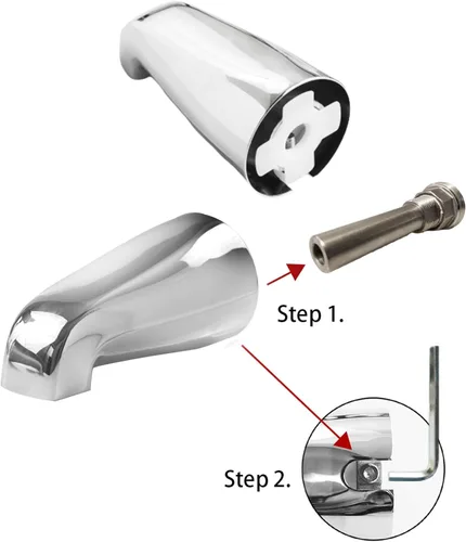 Miniatura 5 de SENTO Grifo deslizable plateado universal de metal pesado y duradero para bañera sin desviador, grifo de bañera de metal resistente sin desviador