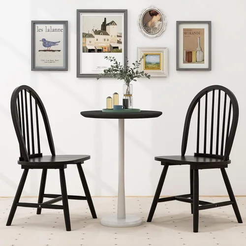 Miniatura 6 de WATERJOY Juego de 4 sillas de comedor de madera negra de 18 pulgadas, sillas de asiento Winsome de madera de caucho con respaldo alto para cocina