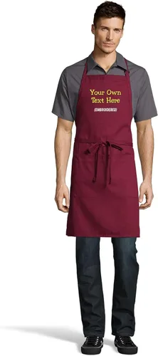 Miniatura 3 de Delantal personalizado con texto en inglés "Add a name", diseño bordado, unisex, extra largos, delantales para adultos, 23 pulgadas de ancho x 34