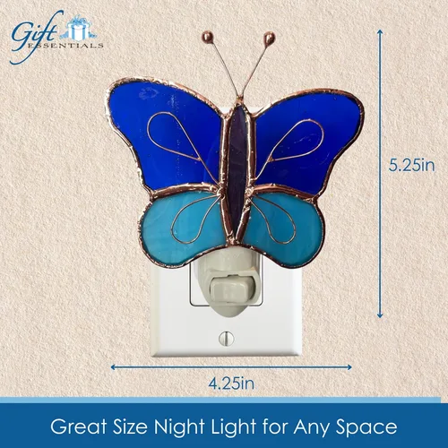 Miniatura 4 de Gift Essentials Luz nocturna enchufable de mariposas amarillas y naranjas - Luz nocturna de vidrio manchado con interruptor basculante