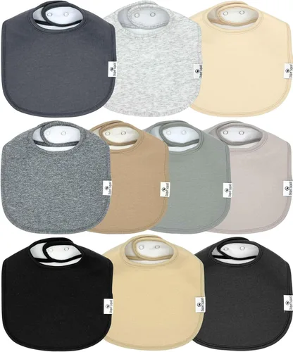 Miniatura 15 de DiaperSquad's 100% Organic Cotton Baby Drool Bibs, Super Absorbent & Adjustable Baby Bibs for Drooling and Teething Neutro