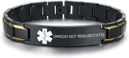 Miniatura 22 de VNOX Pulsera ajustable de acero inoxidable cepillado de 2 tonos con grabado personalizado gratis, identificación de alerta médica, unisex