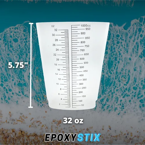 Miniatura 4 de Paquete de 20 vasos graduados de pintura triangular/epoxi de 32 onzas, ideales para mezclar y verter con precisión, hechas de polipropileno, medidas