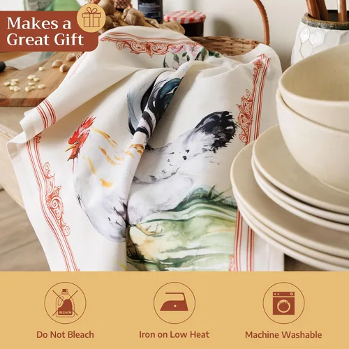 Miniatura 7 de Maison d' Hermine - Juego de 2 paños de cocina de 100% de algodón, supersuaves, absorbentes, calidad de hotel, secado rápido, trapo de cocina, 05