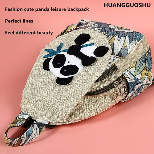 Miniatura 4 de HUANGGUOSHU Mochila de algodón tejida de algodón bohemio con bordado de lona estilo bohemio con múltiples bolsillos retro linda mochila cartera