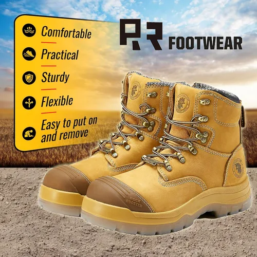 Miniatura 7 de ROCKROOSTER Botas de trabajo para hombre, 7 pulgadas, puntera de acero, cremallera lateral, zapatos de cuero, control estático, transpirables